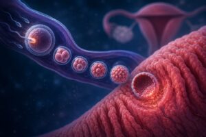수정부터 착상까지 과정 의학 일러스트 — 양천구 기쁜소식산부인과